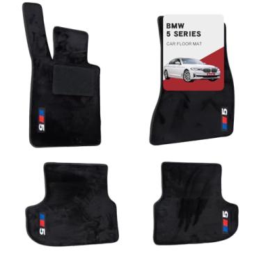 Imagem de Tapetes de carro personalizados para BMW Série 5 2018-2023 (530i, 540i, 530e, M550i, 540d) Tapetes de lã para todos os climas, luminoso, ajuste personalizado, cobertura total antiderrapante com