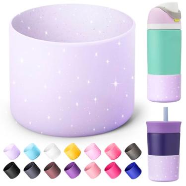 Imagem de Diumepo Bota de silicone compatível com garrafa de água infantil Owala de 400 ml, capa protetora antiderrapante para copo Owala Kids de 340 g (roxo brilhante)