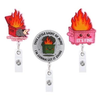 Imagem de 3un. Carretéis Crachá Engraçados, 3 Estilos Porta-crachá Retráteis com Clip Jacaré Acessórios Fofos para Mesa Escritório para Trabalhadores de Saúde & de Escritório