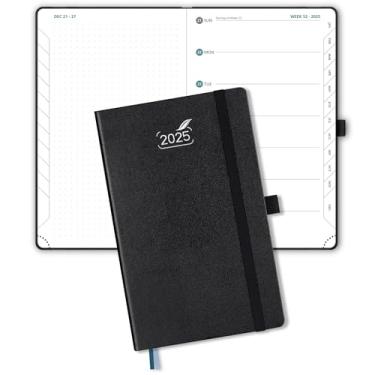 Imagem de BEZEND Agenda 2025 Weekly Planner & Notebook Capa dura - Tamanho pequeno 12,7 cm x 20,3 cm - Agenda 2025 Agenda 2025 Agenda 2025 com aba mensal, papel grosso de 120 g/m², suporte para caneta, bolso de