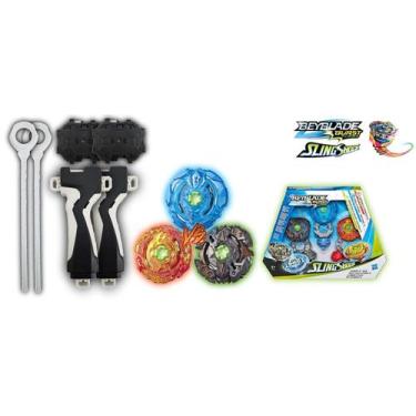 Imagem de Kit 3 Beyblade Burst Slingshock Elemento X Hasbro + 2 Lançador C/ Supo