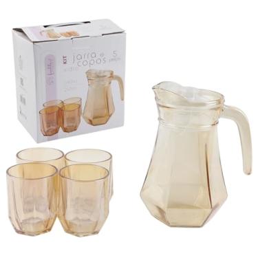 Imagem de JARRA DE VIDRO C/COPO 5PCS 1,140L/265ML