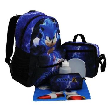 Imagem de Kit Mochila Sonic 2 Infantil Juvenil Escolar Costas Aulas - Outras Mar