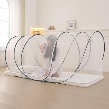 Imagem de Rede mosquiteira dobrável portátil de viagem para dormir, malha ajustável única, proteção contra insetos e uso prático em ambientes internos e externos (Estilo D)