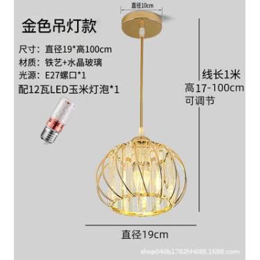 Imagem de Luz de Corredor Cristal Simples Moderna Mesa Cama Quarto Chandelier Pequeno Teto LED Nórdica Sacada Oval Dourado Fácil Usar Decoração Casa Alto Nível