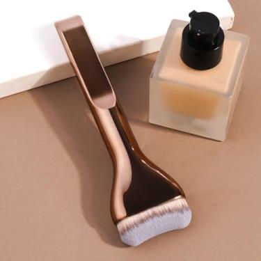 Imagem de 1 pincel de base, pincéis de maquiagem de forma plana para líquido, pó, creme, cerdas macias, cabeça larga ultrafina para aplicação de maquiagem suave e impecável (café)