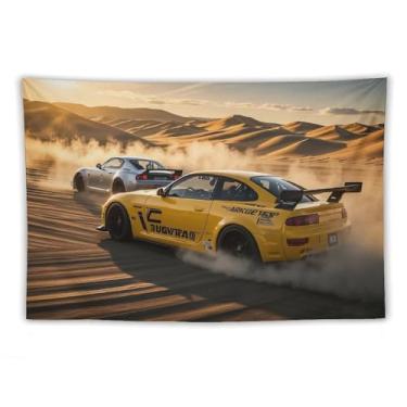 Imagem de HouLaiZhe JDM Tapeçaria de carro Rx7 Vs S15 Desert Drift Jdm pendurar na parede quarto decoração de casa tapeçarias estética piquenique decoração de parede arte de parede para dormitório sala de estar
