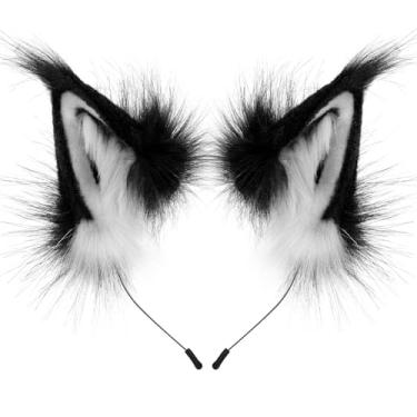 Imagem de HAOAN Faixa de cabelo de pele sintética de animal de raposa e lobo, faixa de cabelo feita à mão, acessório de cosplay