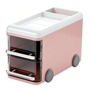 Imagem de Asixxsix Organizador de mesa, porta-canetas, lápis, cartões de visita, bloco de notas adesivas, maquiagem, clipes de papel, para escritório, escola, material de arte e crianças. (Rósea)