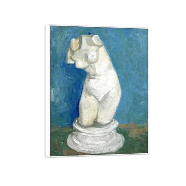 Imagem de BMZFYBS Vincent van Gogh Famosa pintura em tela de arte de parede pronta para pendurar. Estátua. Imagem em moldura branca para decoração de sala de estar 40 x 50 cm 16 x 20 pol