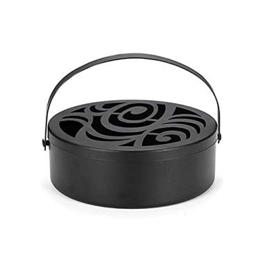 Imagem de Caixa de Incenso Repelente Mosquitos com Alça Bandeja Oca Ferro Forjado Tampa Queimador -Calor