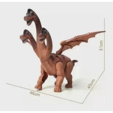 Imagem de Dinossauro c/ 3 Cabeças E Asas Bota Ovo E Anda C Som E Luzes . - DM To