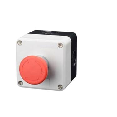 Imagem de HSPTR Novo botão de metal XB2 caixa de controle Start Stop Símbolo de identificação industrial auto reset interruptor de parada circular de emergência (1Hole-03)