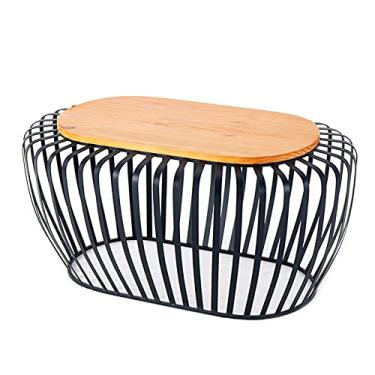 Imagem de UWEREBFM Mesa de centro moderna, minimalista, estilo industrial, arte artística, personalidade, mesa de madeira e moldura de metal, mesa lateral para sala de estar pequena