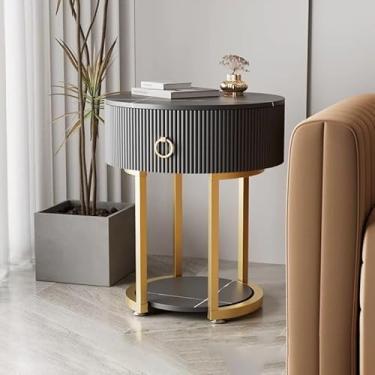 Imagem de UWEREBFM Mesa lateral baú de cabeceira estreita redonda mesa de cabeceira moderna armário de cabeceira mesa de cabeceira com gaveta metal clássico glamour mesa de cabeceira móveis de cabeceira para