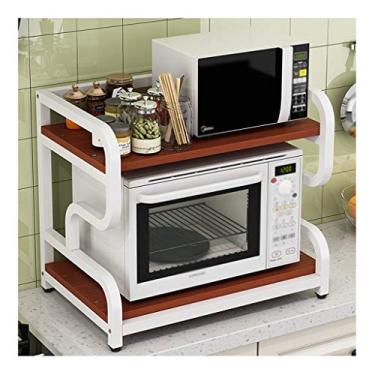 Imagem de Prateleiras de armazenamento moldura de aço pintada prateleira de forno de micro-ondas prateleira/prateleira de cozinha rack de cozinha panela de arroz prateleira de armazenamento balcão e armário