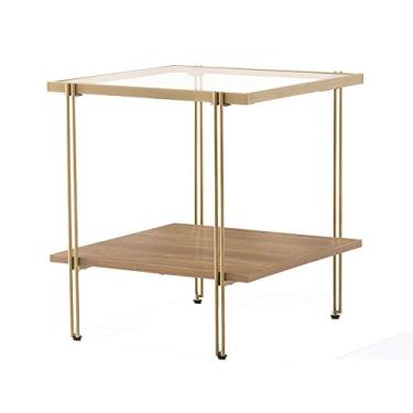 Imagem de Mesa lateral, mesa de centro industrial, mesa de centro, moldura de metal, para sala de estar, quarto, cozinha, dourada