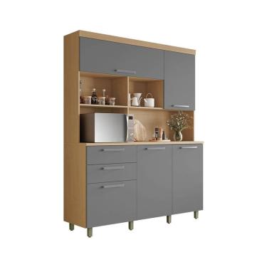 Imagem de Cozinha Compacta Nobreza 100% MDF 5 Portas 2 Gavetas Carvalho e Titânio