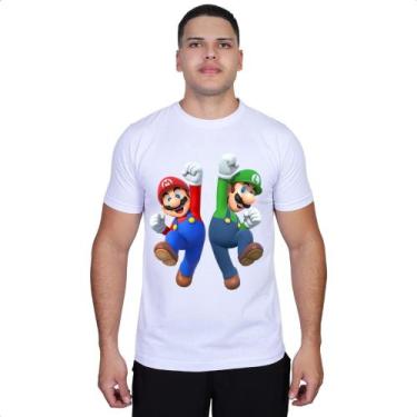 Imagem de Camiseta Super Mario Bros Gamer Infantil Personalizada, Branco, Super 
