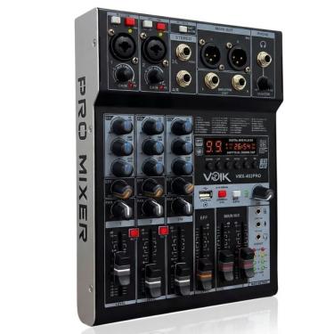 Imagem de Mesa de Som 4 Canais com USB e Bluetooth 48v Igreja Voik VMX-402PRO