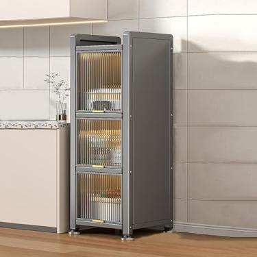 Imagem de Armário de armazenamento de utensílios de cozinha, rack de padeiro com portas com design de porta de aba transparente, prateleiras de armazenamento de cozinha, armário de despensa, (branco, 40 * 122