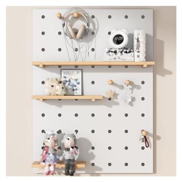Imagem de Kit organizador de quadro de madeira branca – painel de parede versátil para cozinha, garagem, escritório e dormitório – solução de armazenamento de fundo de mesa de 60 x 80 cm (23,62 x 31,49 pol.)