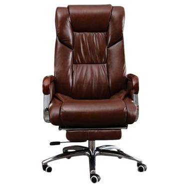 Imagem de Cadeira de escritório ergonômica de couro PU, cadeira de mesa de encosto alto com suporte lombar, cadeira giratória de tarefas de computador para casa, quartos, escritório, estudo, estudante