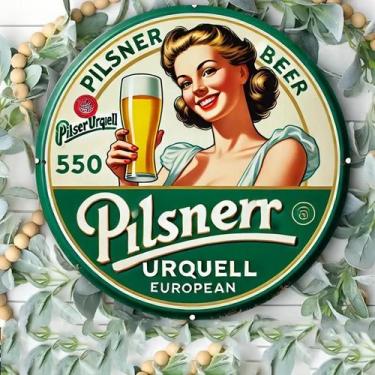 Imagem de Placa De Alumínio Vintage Pilsner Urquell Para Parede 20,32x20,32 Cm D