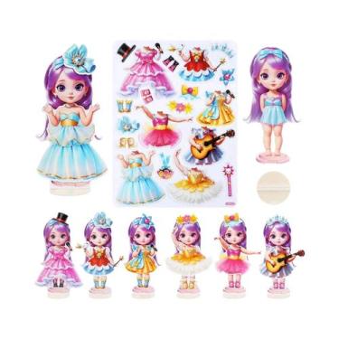 Imagem de Bonecas Magnéticas Para Meninas, Conjunto De Brinquedos De Princesa Pa