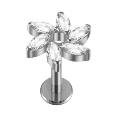 Imagem de Brinco De Titânio Com Zircônia Cúbica E Rosca Interna Para Labret, Tra