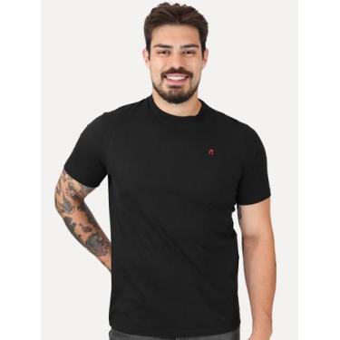 Imagem de Camiseta Replay Masculina Regular Basic Crewneck Embroidery Logo Preta