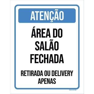 Imagem de Kit 5 Placa Acm Do Salão Fechada Retirada Delivery 18X23 - Sinalizo