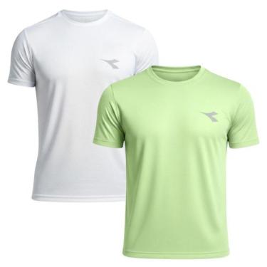 Imagem de Kit 2 Camisetas Diadora Small Logo Masculina - Branco e Verde XGG, Bra