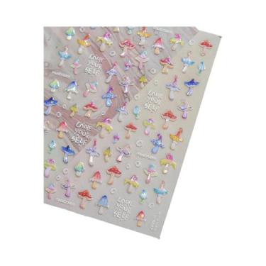 Imagem de Adesivo De Unha 5D Floral Preto E Branco Com Pétalas Douradas Transpar