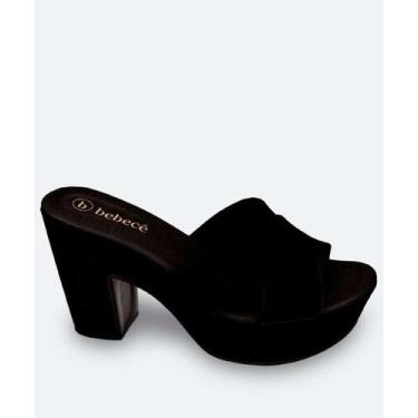 Imagem de Tamanco Feminino Meia Pata Salto Grosso Bebecê Preto-11068, Preto, 36