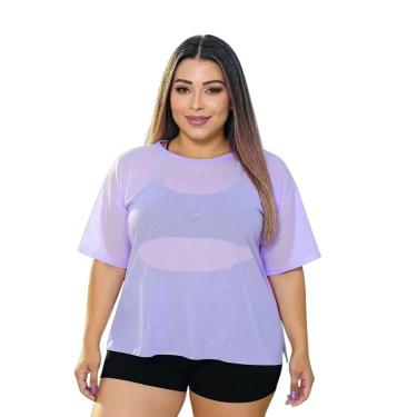 Imagem de Blusa Tule Feminina Fitness Academia PLus Size Lilas-Feminino