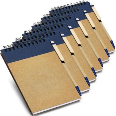 Imagem de Kit 6x Caderneta Pocket Eco com Caneta 10x14cm 60 Folhas TopGet Azul, 