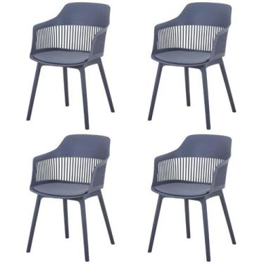 Imagem de Kit 4 Cadeiras Montreal Marcela Fratini Almofada em PU Estrutura em Po