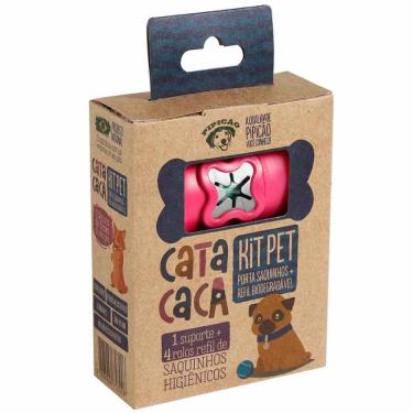 Imagem de Porta Cata-Caca Rosa para Passeio com Pet em Plástico Resistente com 4 Rolos de 20 Saqu...