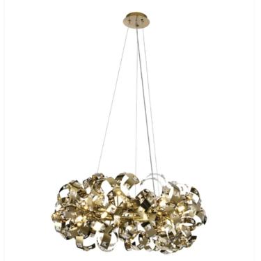 Imagem de Pendente Dcd06213 com 18 Soquetes para Lâmpada G9 em Inox Dourado e Cristal Transparent...