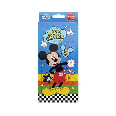 Imagem de Lápis de Cor Molin do Brasil Mickey Mouse Estampa 3 com 12 Cores Vibrantes para Desenho...