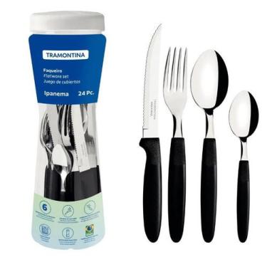 Imagem de Faqueiro Tramontina Ipanema 24 Peças Aço Inox Cabos Polipropileno Pret