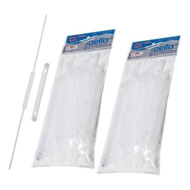 Imagem de Kit Grampo Trilho Plástico DelloFix Estendido Branco 100un - Delo