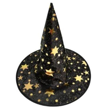 Imagem de Chapéu Bruxa Infantil e Adulta Com Estrelinhas Douradas - Fantasias Ca