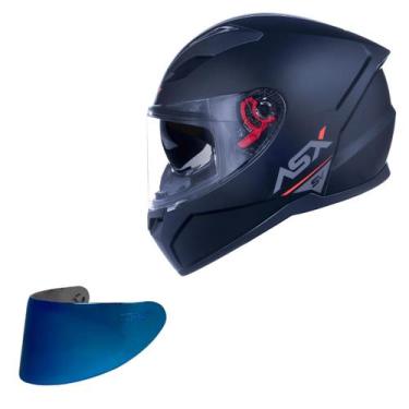 Imagem de Capacete Asx City SV Preto Fosco Oculos + Viseira Azul, Preto Fosco, 6