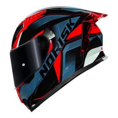 Imagem de Capacete Moto Masculino Norisk Flow Pulse Azul + Viseira, Roxo Rosa Br