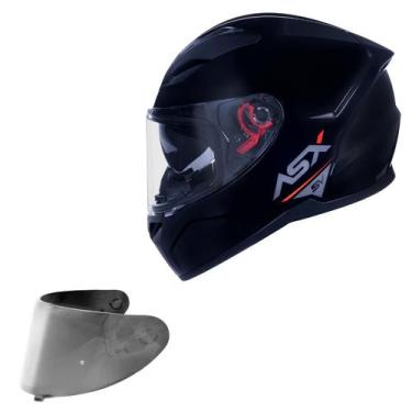 Imagem de Capacete Asx City SV Preto Brilho Oculos + Viseira Prata, Preto Brilho
