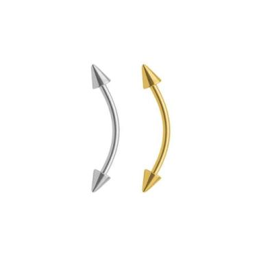 Imagem de Piercing Curvo Spike Titânio G23 Ouro PVD CorDouradoTamanho10mm G - Pi