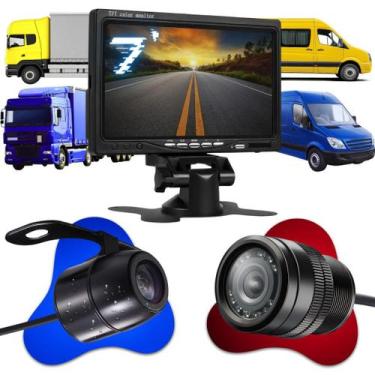 Imagem de Tela Monitor Lcd Van Caminhão Ônibus 1 Câmera Ré + 1 Frontal - CARDAD