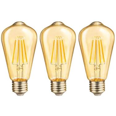 Imagem de 3 Lâmpada Filamento LED ST64 Retrô 4W Âmbar Dimerizável 110V - Avant